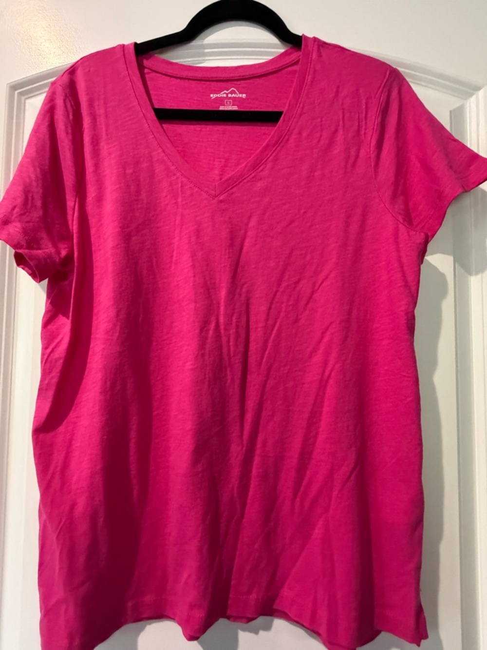 Eddie Bauer Women's V-Neck Short Sleeve Tee - Bright Pink